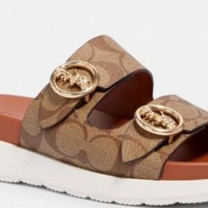Coach Brown and Gold Sandals